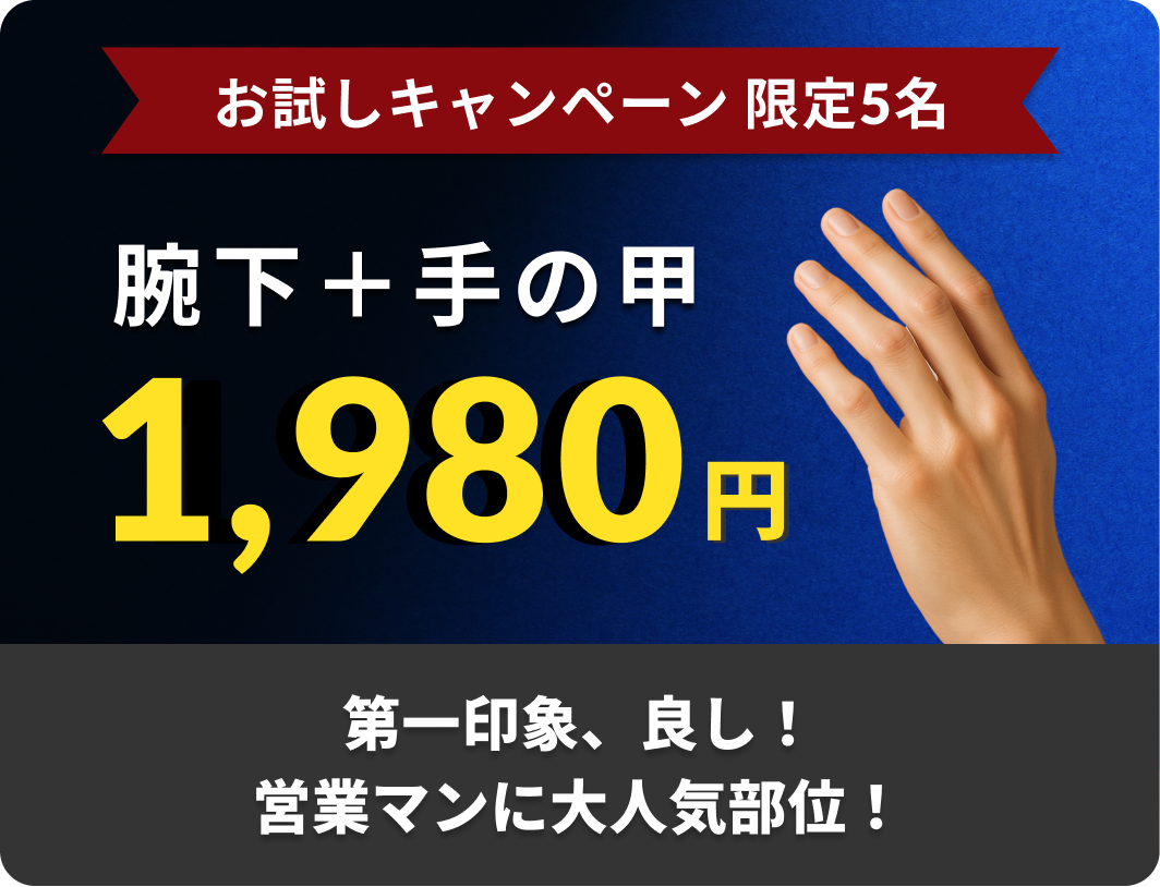 脇下＋手の甲1,980円